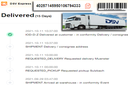 Online DSV Tracking Number Barcode