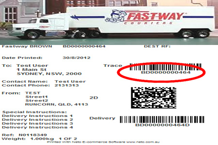 Online Fastway Tracking Number Barcode