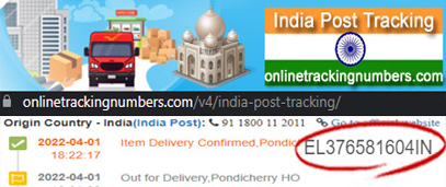india post tracking number format