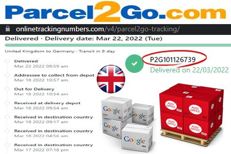 Online Parcel2Go Tracking Number Barcode