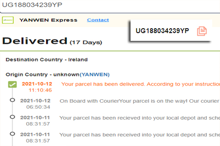 Online Yanwen Tracking Number Barcode