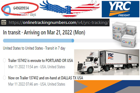 YRC Tracking Number Barcode